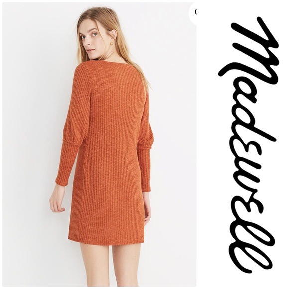 Madewell Ribbed Bubble-Sleeve Dress - Picture 4 of 5